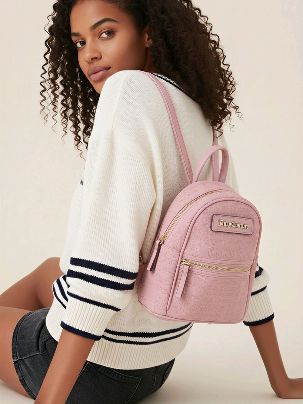 Juicy Couture Blush Pink Mini Backpack with Gold Hardware